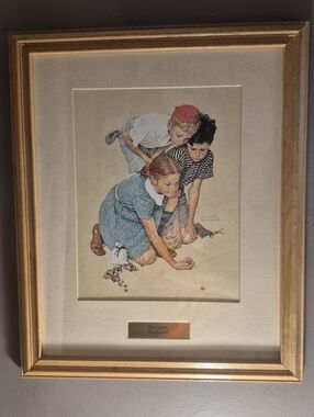 Norman Rockwell "Marbles" "Knuckles Down" Framed Print